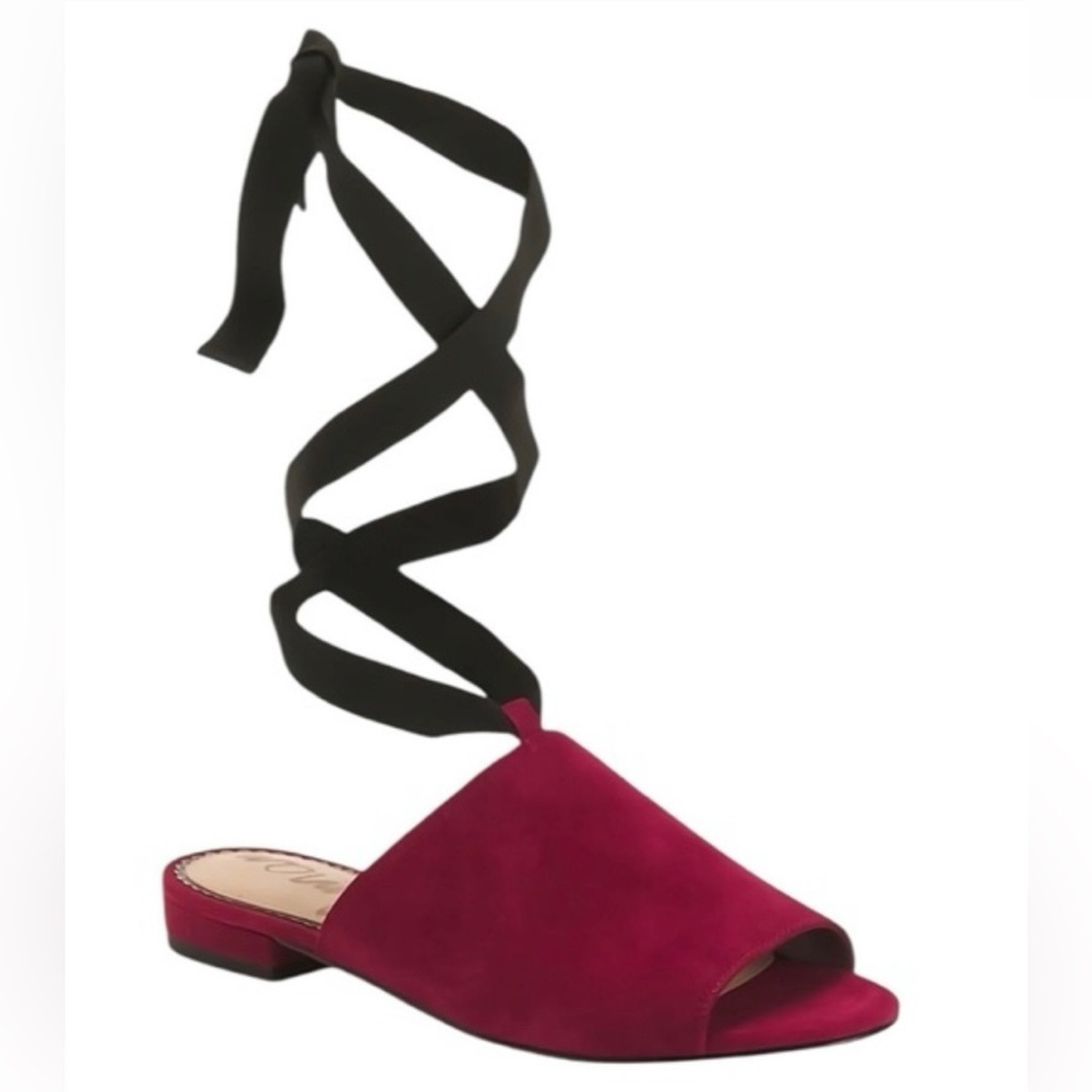 Sam Edelman Women's Suede Leather Theodora  Mules with ties Magenta Sz 8.5